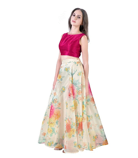 Navy Floral Lehenga Skirt | Blush Pink Floral Lehenga Skirt – HarleenKaur